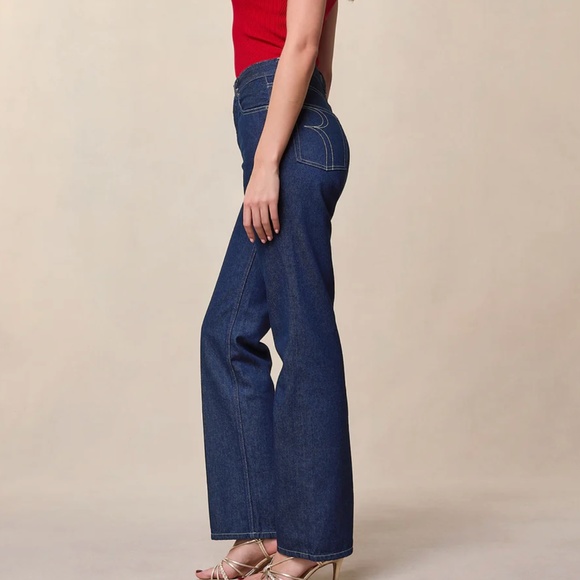 Rouje MADELEINE JEANS INDIGO RINSE HIGH-RISE STRAIGHT LEG JEANS - Picture 2 of 5